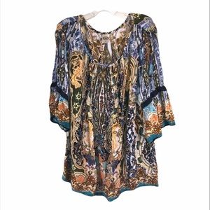 Bila Persian Inspired Peasant Boho Top, size L